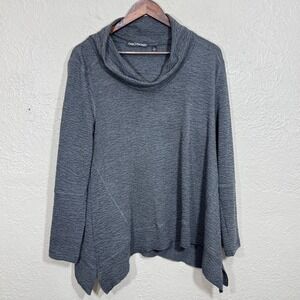 Sno Skins Sweater Lg Kerchief Flyaway Asymmetric Jacquard Knit Travel Minimalist